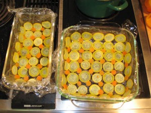 -10062 The forms ready to be filled with the ham mix